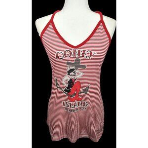 Vintage Retro Pinup Coney Island Mermaid Day Striped Halter Top